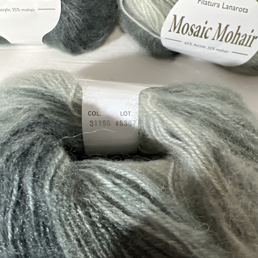 Filatura Lanarota Mosaic Mohair Ombre Yarn Gray 35% Mohair Lot of 3 Skeins3