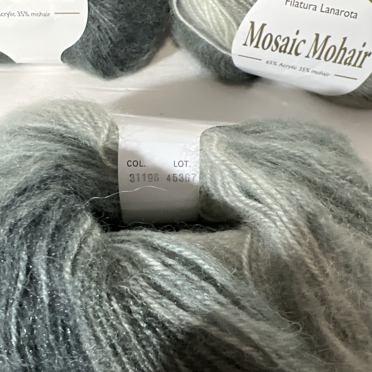Filatura Lanarota Mosaic Mohair Ombre Yarn Gray 35% Mohair Lot of 3 Skeins3