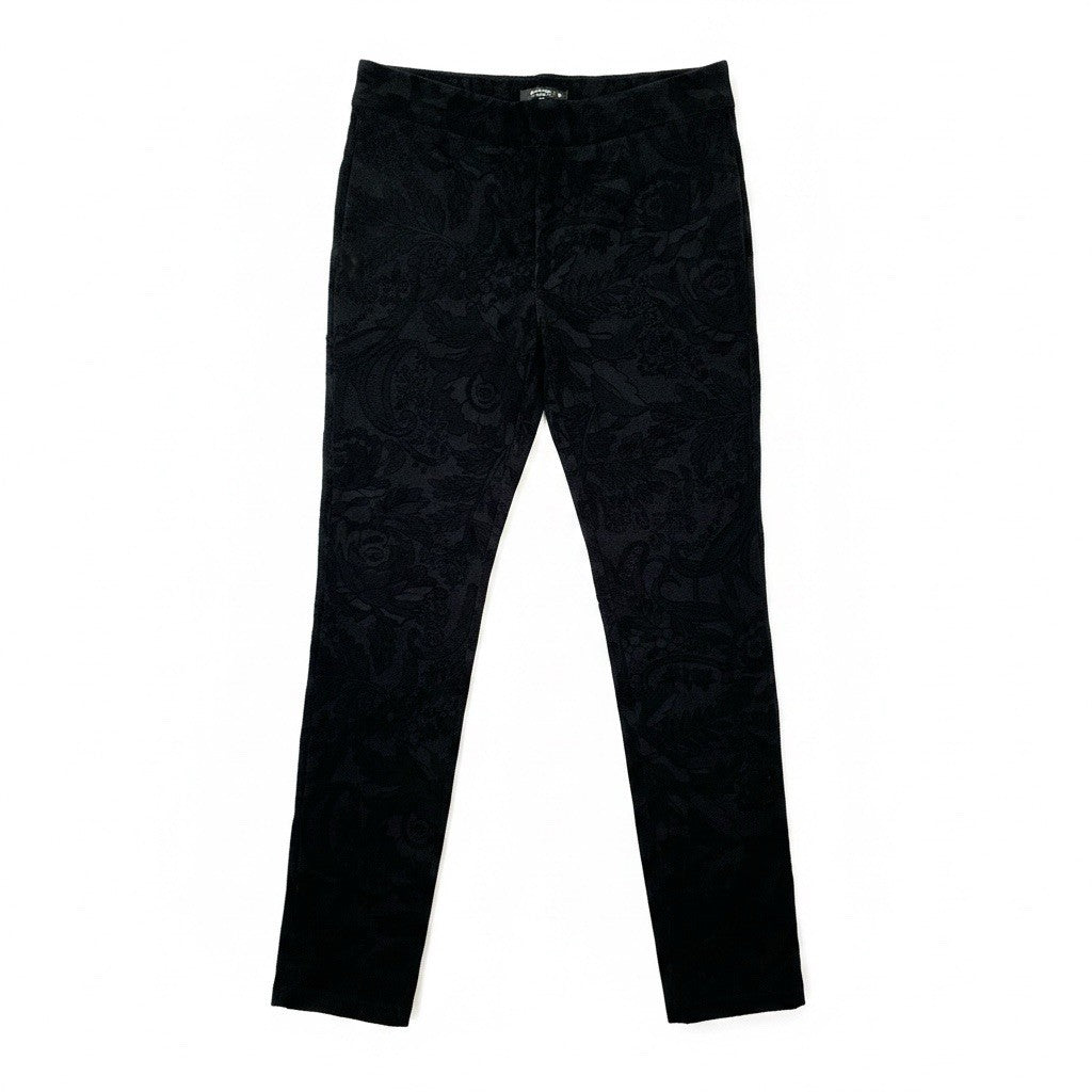 Joseph Ribkoff Womens 6 Black Floral Brocade Jacquard Pants Made Canada1