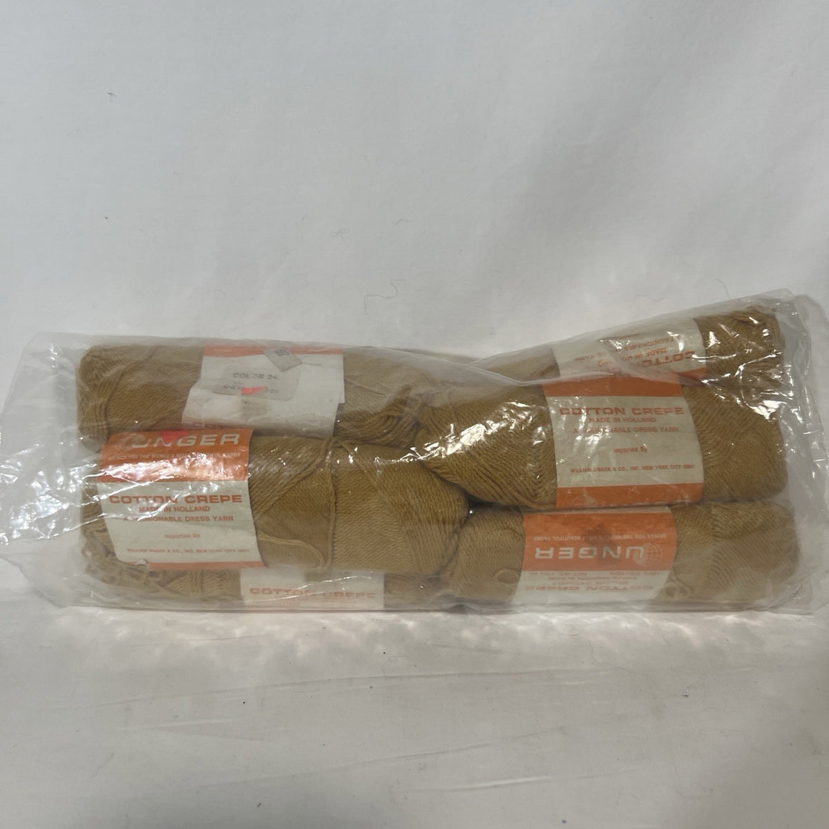 Vintage Unger Cotton Crepe Yarn Color 24 Mustard Gold Made Holland Lot of 80