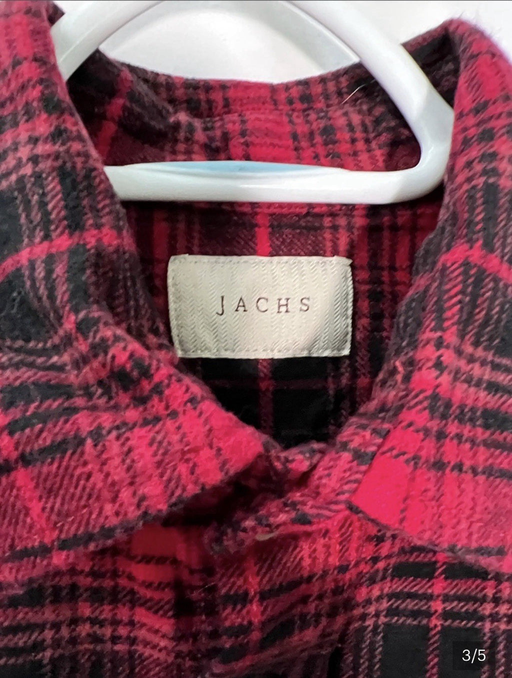 Jachs Men's Flannel Shirt Medium Red Black Buffalo Plaid 100% Cotton Button Up2