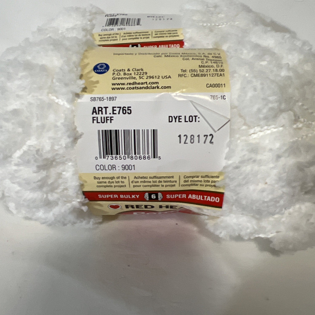 Red Heart Pomp-a-Doodle Yarn Fluff 9001 White Super Bulky Lot 2 Skeins 54 Yd2